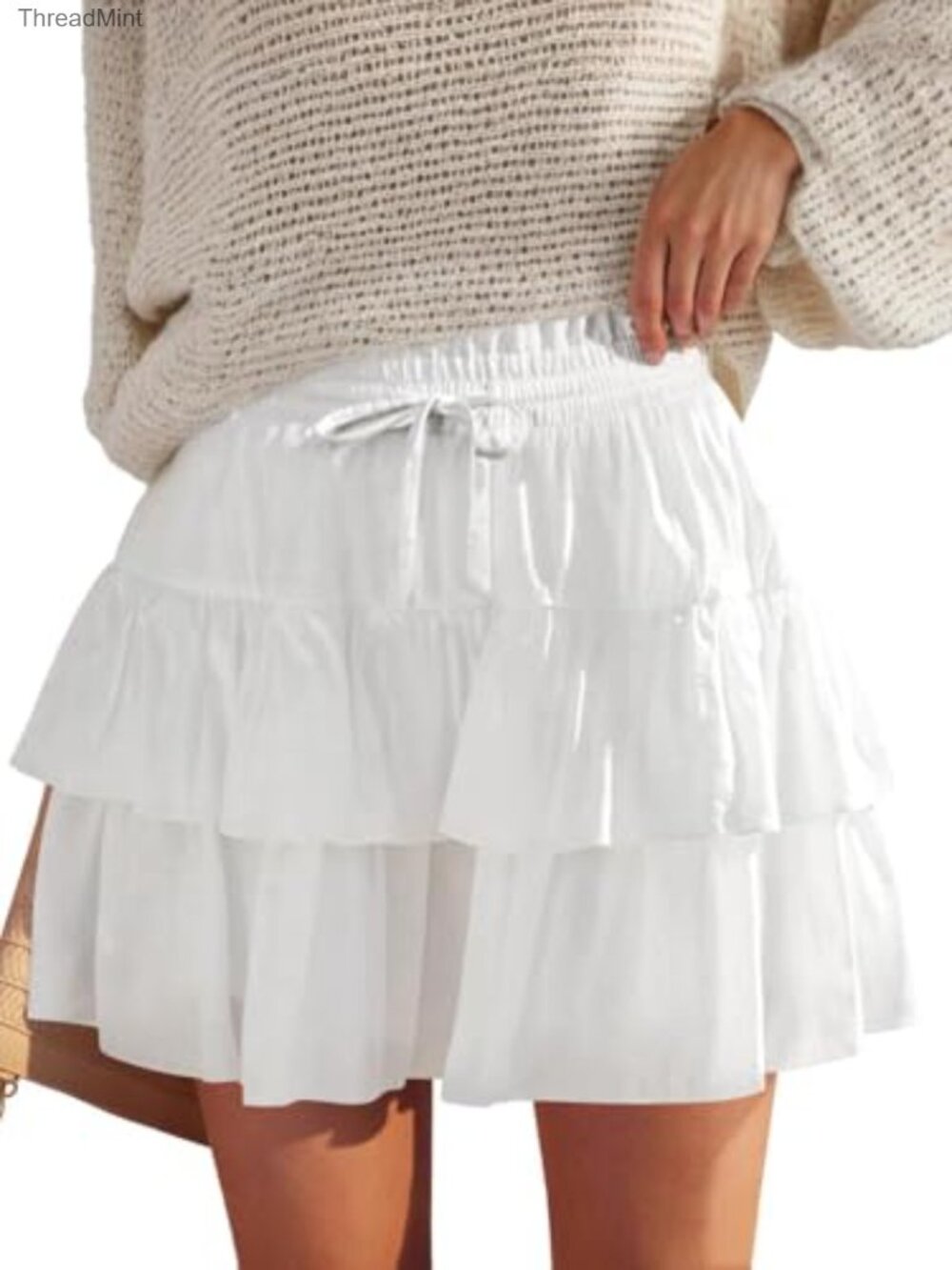 Women's Pleated Skort with Built-in Shorts High Waist Ruffled Tiered Flowy